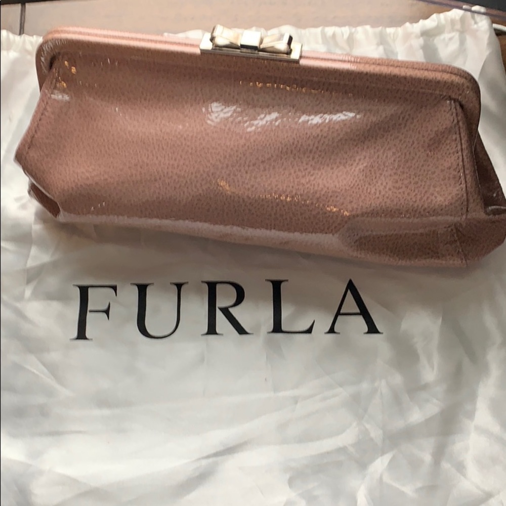 Pink Patent Leather Furla clutch